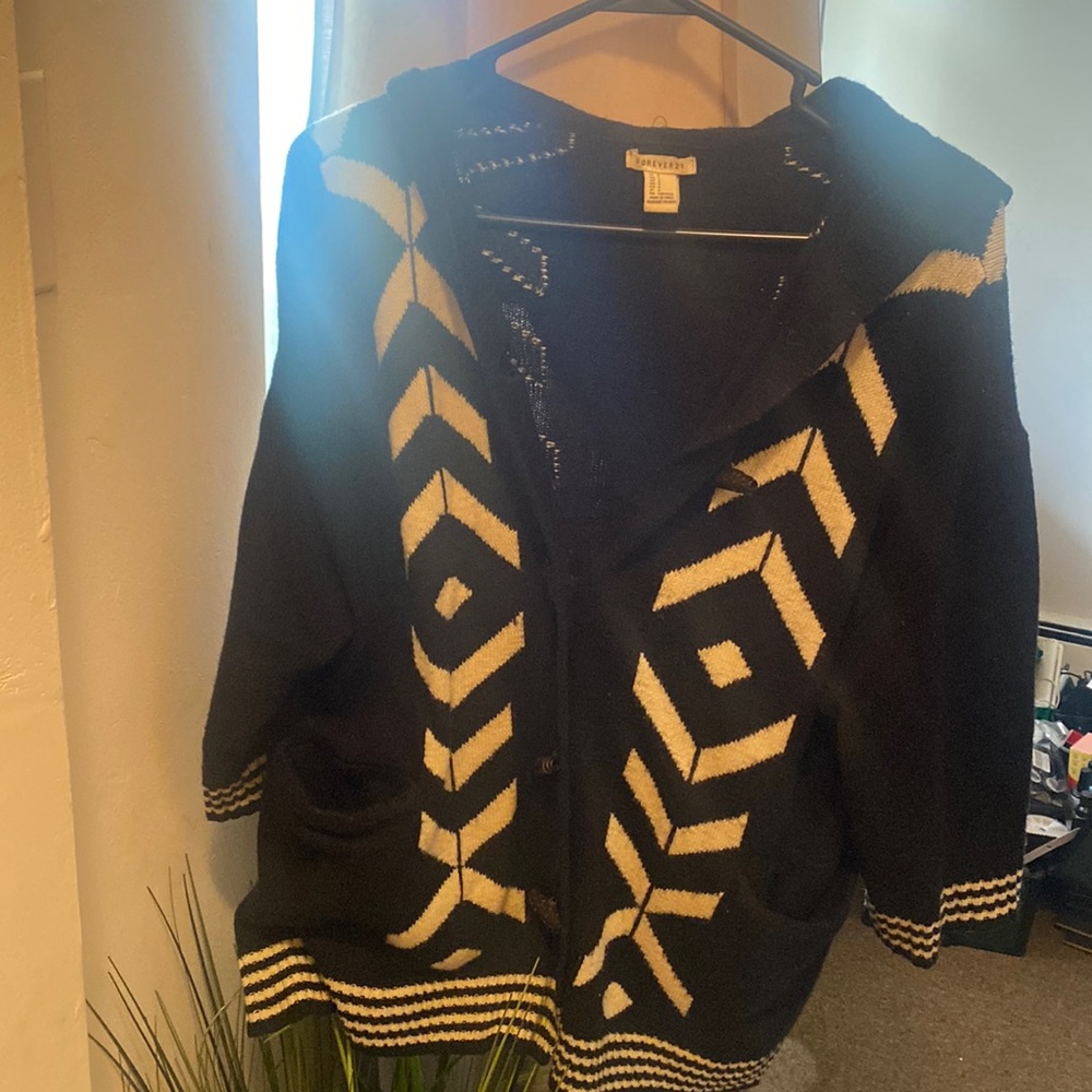 Black and White hooded sweater